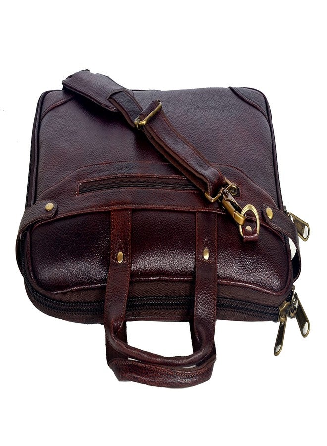 Aone India Leather 16 inches Brown Messenger Bag - Image 4